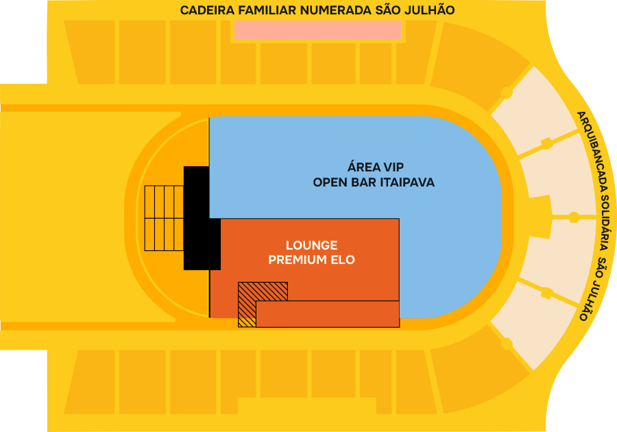 Mapa dos setores do São Julhão Festival na Mercado Livre Arena Pacaembu